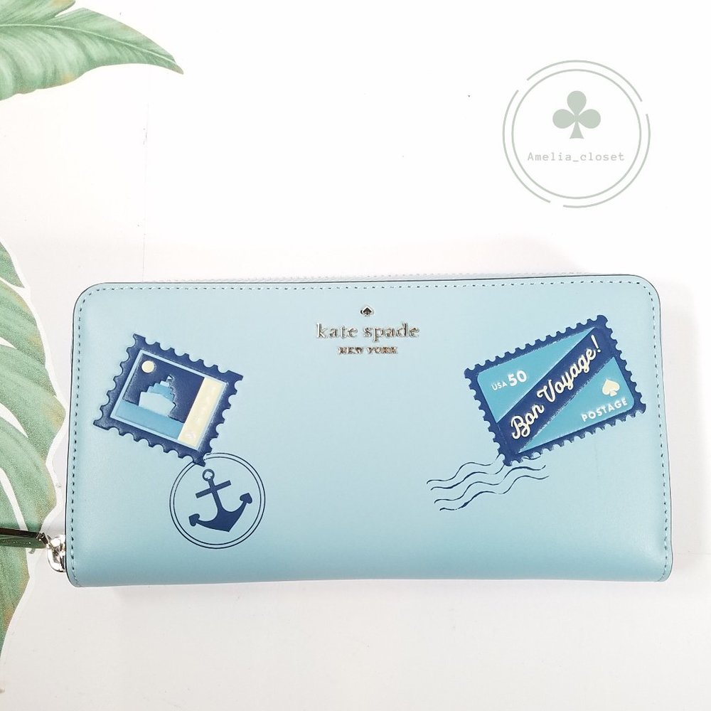 MAKE AN OFFER Kate Spade Off the Grid Fresh Water Blue Bon Voyage wallet